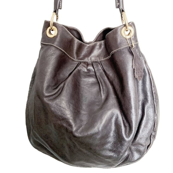Vintage ROOTS Cognac Brown Leather OLIVIA Hobo Bag with Removable Strap - Picture 2 of 10